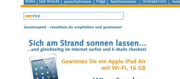 Apple Ipad Air Gewinnspiel reiselinie.de