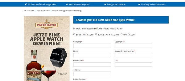 Apple Watch Gewinnspiel Wir liefern Getränke und Pacto Navio