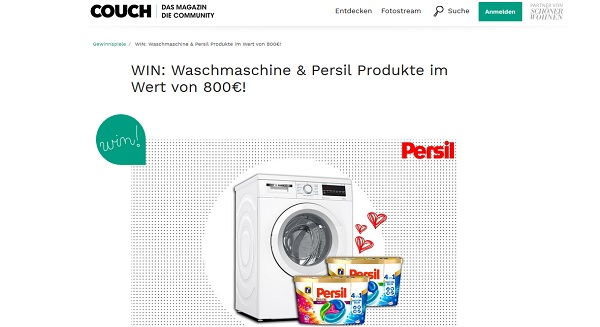 Bosch Waschmaschine Gewinnspiel Persil und Couch Magazin