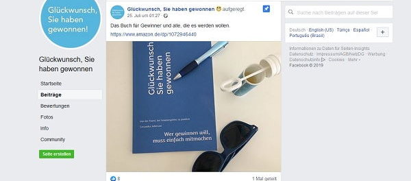 Buch Gewinnspiel Glückwunsch sie haben gewonnen