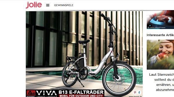 E-Bike Gewinnspiel Jolie klappbares E-Bike AsVIVA B13 Wert 1298 Euro