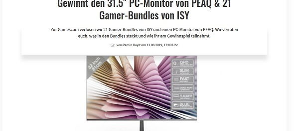 Gamez Gewinnspiel 31 Zoll Monitor und Gamer Zubehör