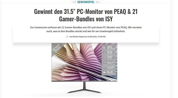 Gamez Gewinnspiel 31 Zoll Monitor und Gamer Zubehör