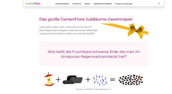 Garten Flora Jubilaums Gewinnspiel E Bike Und Gartengerate Gewinnen Gewinnspieletipps De