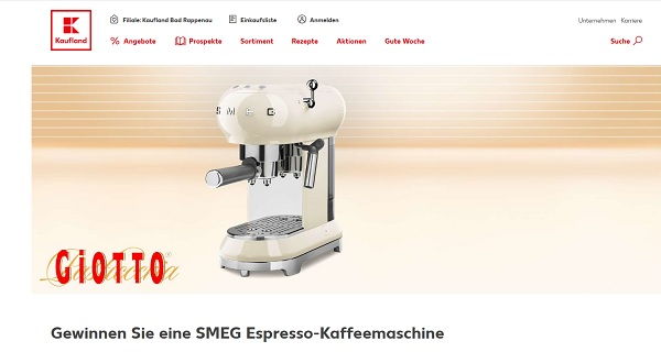 Giotto und Kaufland Gewinnspiel 50 SMEG Espresso-Kaffeemaschinen