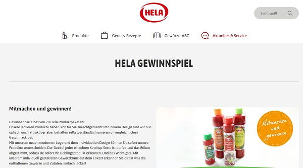 HELA Gewinnspiel 20 Hela Ketchup Produktpakete