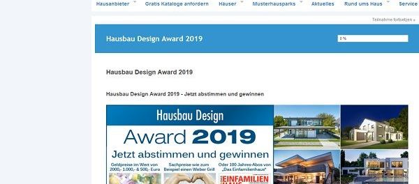 Hausbau Portal Gewinnspiel Hausbau-Design Award 2019