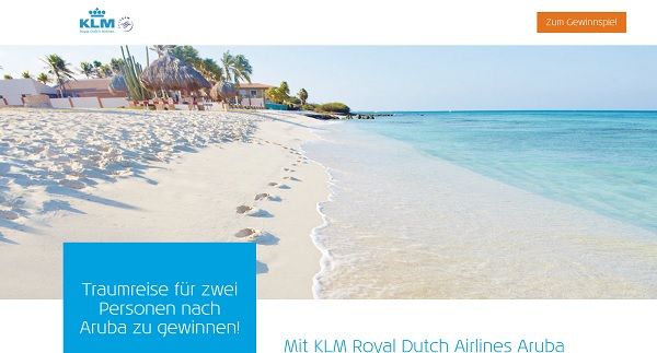 KLM Gewinnspiel Aruba Traumreise für 2 Personen gewinnen