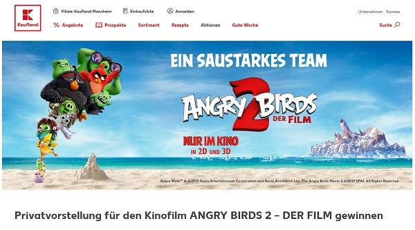 Kaufland Gewinnspiele Private Kinovorstellung Angry Birds 2