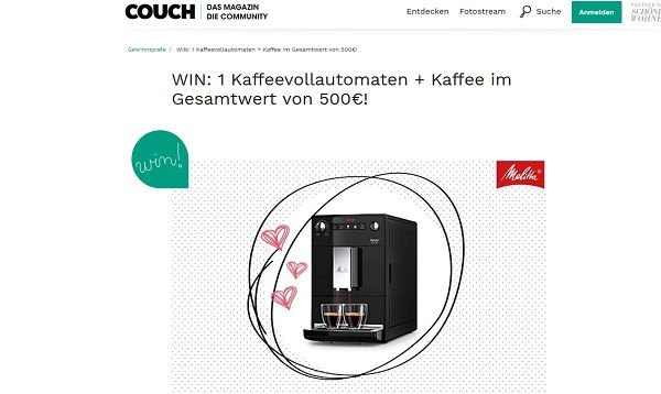 Melitta Kaffeevollautomat Gewinnspiel Couch – Das Magazin