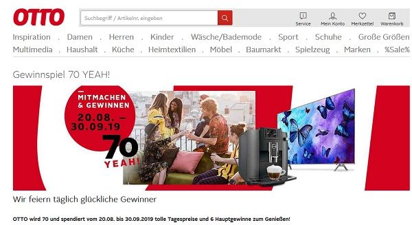 Otto Geburtstags-Gewinnspiel Samsung TV Geräte und Jura Kaffeevollautomaten