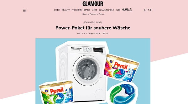 Persil und Glamour Gewinnspiel Bosch Waschmaschine kostenlos gewinnen