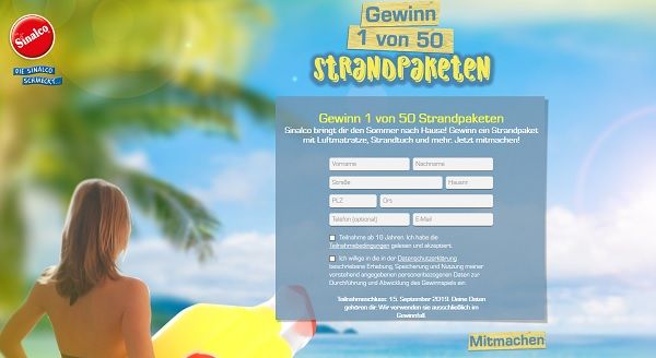 Sinalco Gewinnspiel 50 Strandpakete Verlosung