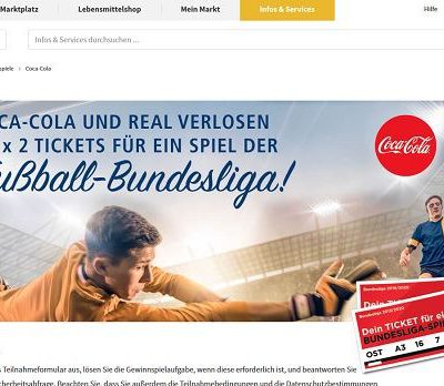 real und Coca Cola Gewinnspiel Tickets 1. Fußball Bundesliga Spiele