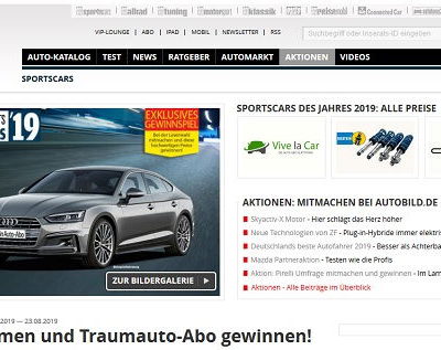 Auto Bild Gewinnspiel Sportscars Leserwahl 2019 Traumauto-Abo gewinnen