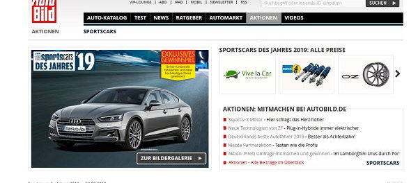 Auto Bild Gewinnspiel Sportscars Leserwahl 2019 Traumauto-Abo gewinnen