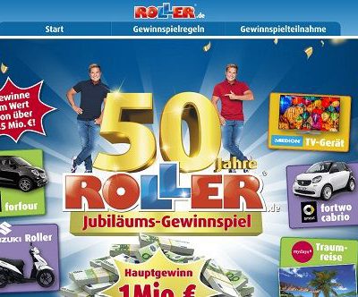 Auto-Gewinnspiel Roller Möbelmärkte Jubiläum Smart Cabrio