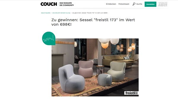 Couch Magazin Gewinnspiele Rolf Benz Sessel freistil 173 gewinnen