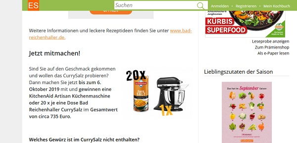 Eatsmarter Gewinnspiel Bad Reichenhaller verlost KitchenAid Küchenmaschine