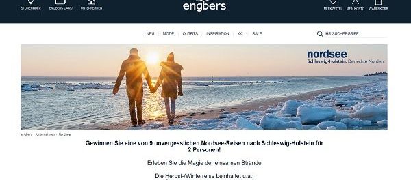 Engbers Gewinnspiel Nordsee Reise für 2 Personen