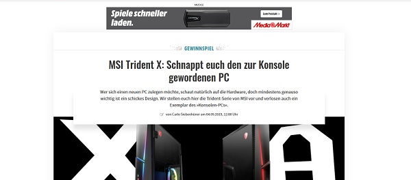 Gamez Magazin Gewinnspiel MSI Trident X Gamer PC