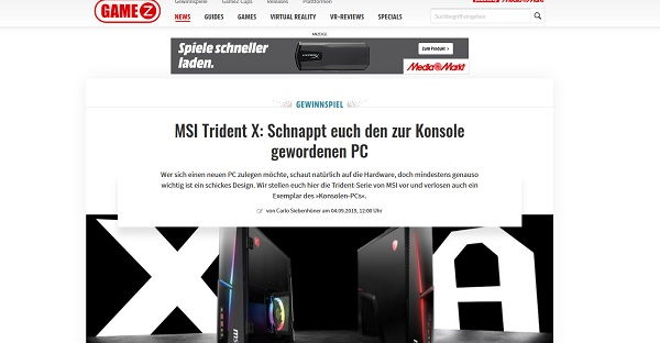 Gamez Magazin Gewinnspiel MSI Trident X Gamer PC