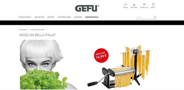 Gefu Gewinnspiel 3 Profi -Pastamaschinen PASTA PERFETTA NERO