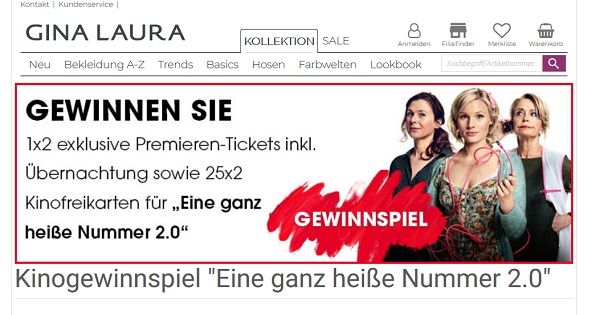 Gina Laura Gewinnspiel München Aufenthalt und Kinopremierentickets