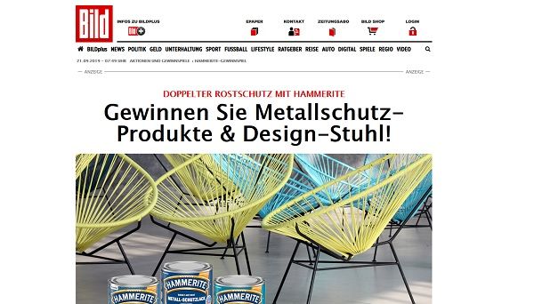 Hammerite Gewinnspiel Design-Stuhl und Produktpakete