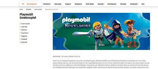 Müller Gewinnspiel Playmobil Novelmore Spielsets