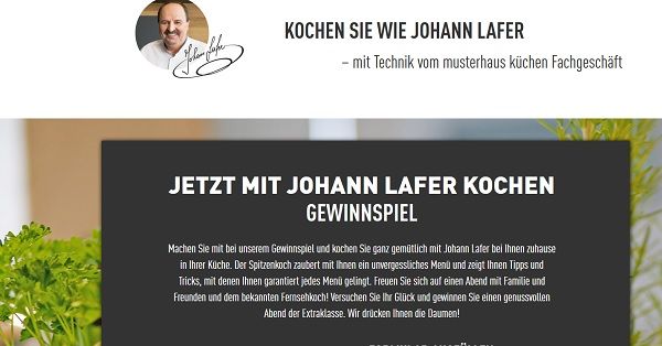 Musterhaus Küchen Gewinnspiel Kochen mit Johann Lafer