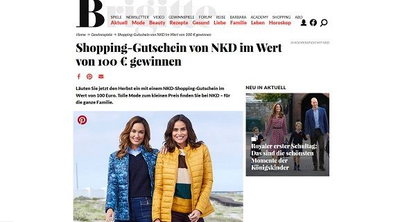 NKD Gutscheine Gewinnspiel Brigitte Magazin