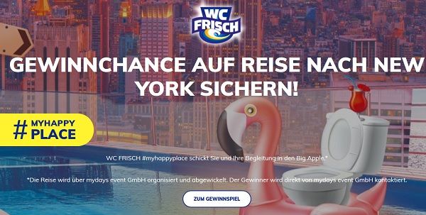 New York Reise Gewinnspiel WC Frisch