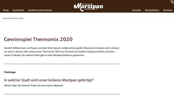Odenwälder Marzipan Gewinnspiel Thermomix TM6 Verlosung