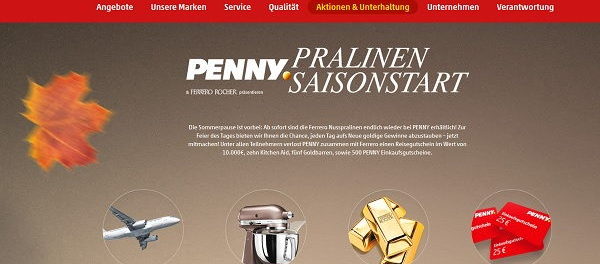Penny und Ferrero Gewinnspiel 10.000 Euro Reisegutschein Goldbarren und KitchenAid