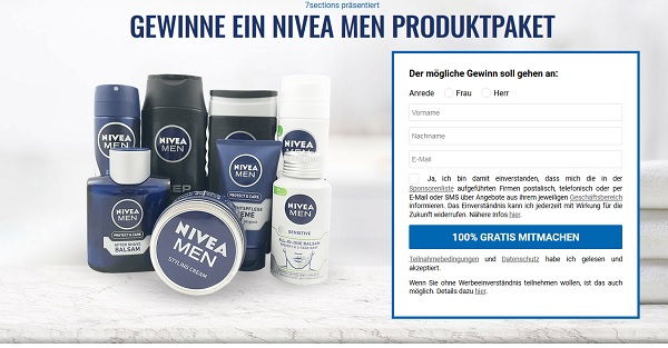 Pflegeprodukte für Ihn Gewinnspiel Nivea Produktpaket