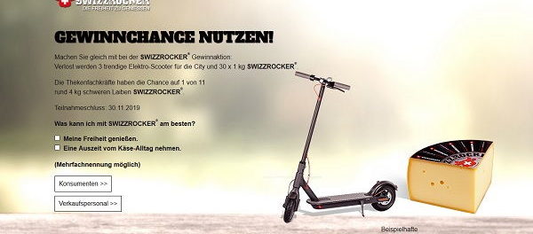 Swizzrocker Gewinnspiel 3 City Elektro-Scooter und Käsepakete