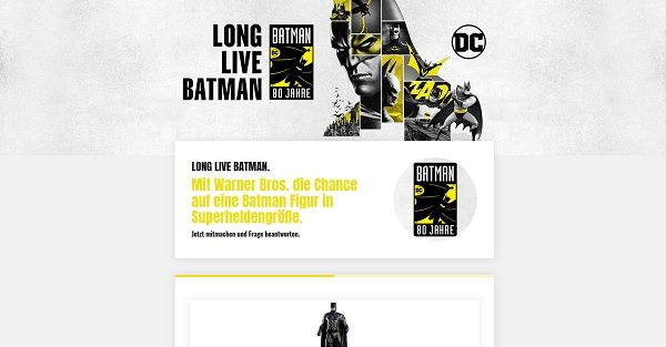 Warnerbros Gewinnspiel lebensgroße Batman Figur