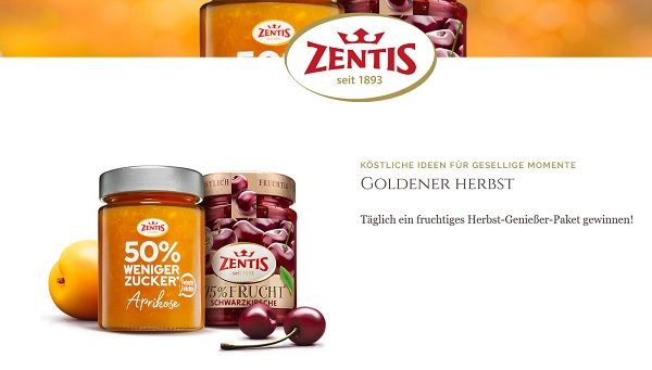 Zentis Herbst-Gewinnspiel täglich Genießer Paket gewinnen