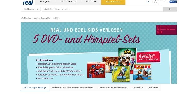 real und Edel Kids Gewinnspiel DVD und Hörspiel-Sets