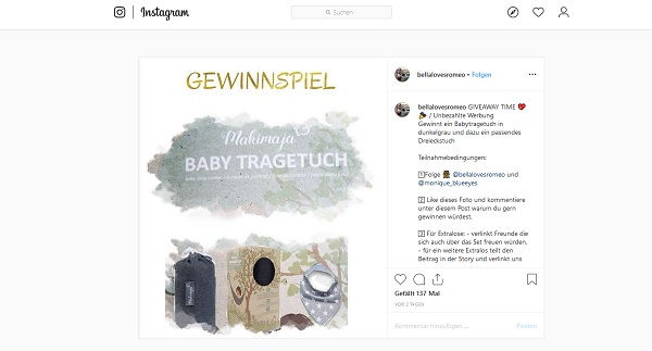 Babytragetuch Gewinnspiel Instagram Fräulein Liebenswert