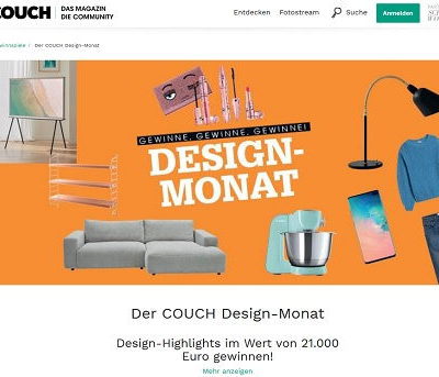 Couch Magazin Design Monat Gewinnspiel Preise für 21.000 Euro
