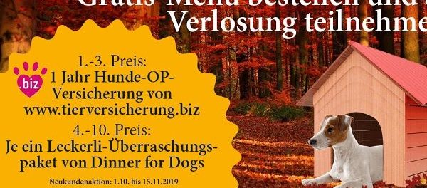 Dinner for Dogs Gewinnspiel Hunde-OP-Versicherung und Überraschungspakete