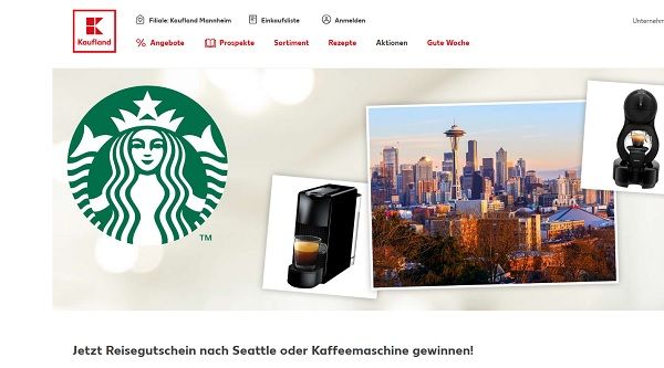 Kaufland und Starbucks Gewinnspiel Seattle Reise und Kaffeemaschinen