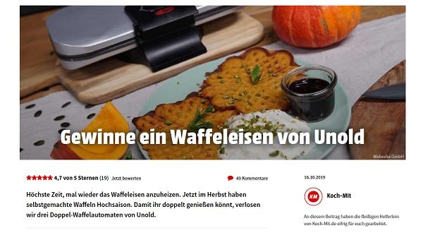 Koch Mit Gewinnspiel 3 Unold Doppel-Waffeleisen