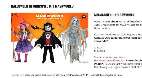 Kribbelbunt Halloween Gewinnspiel Maskworld Gutscheine