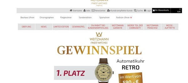 Weitzmann Finest Watches Gewinnspiel 590 Euro Automatik Retro Armbanduhr