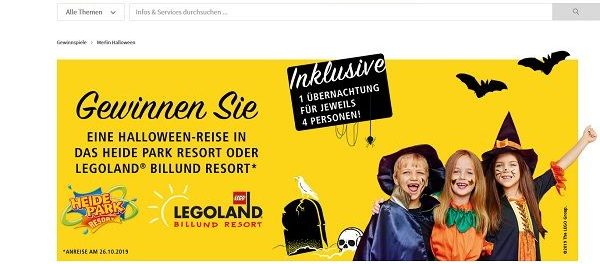 real Halloween Gewinnspiel Legoland oder Heidepark Aufenthalt gewinnen
