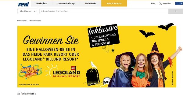 real Halloween Gewinnspiel Legoland oder Heide Park Aufenthalt gewinnen