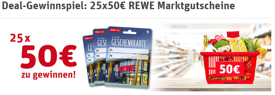 REWE Gewinnspiel: 25 x 50€ REWE Gutscheine gewinnen!